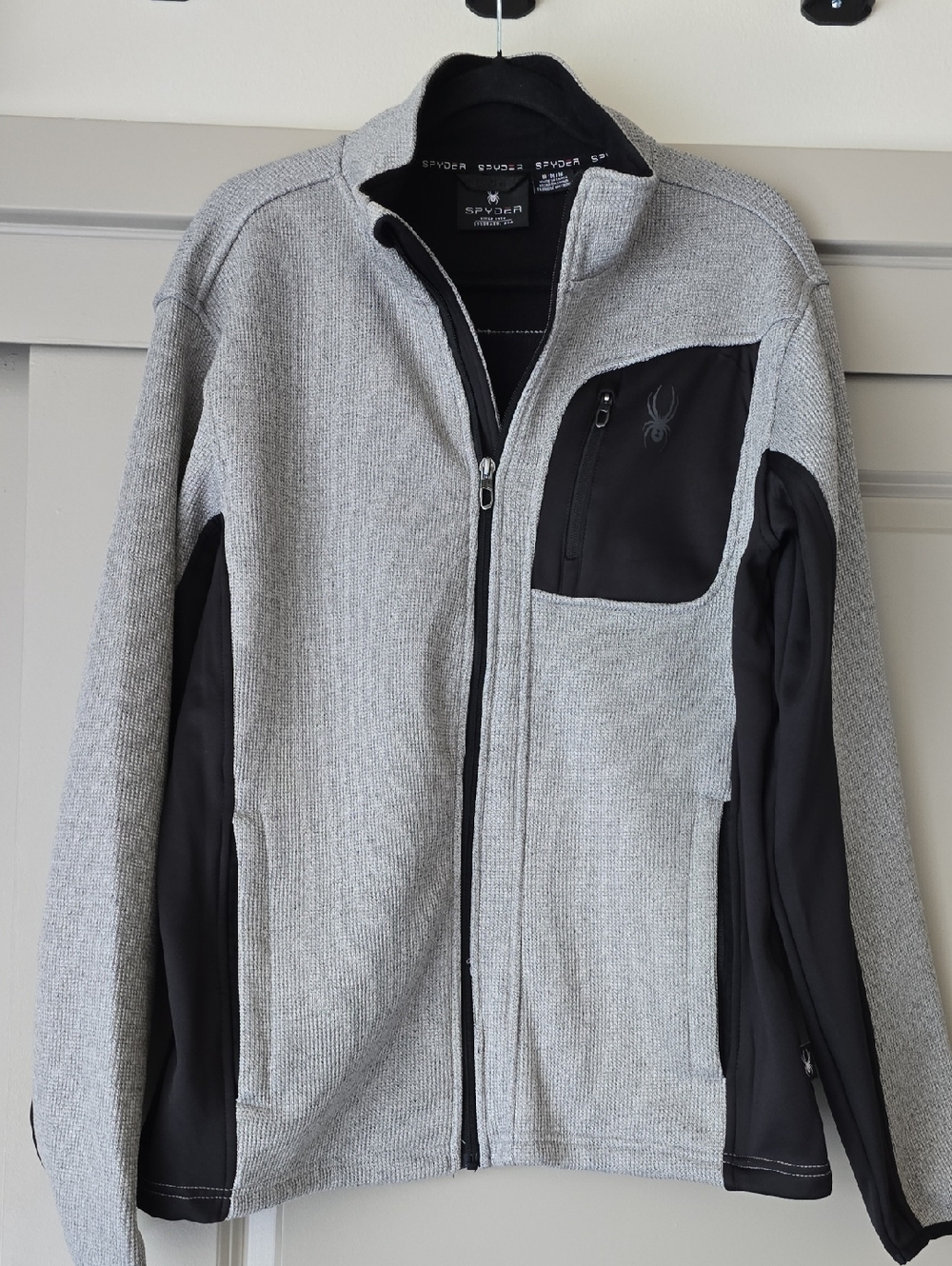 Spyder Two-Tone Gray and Black Knit Zip Jacket